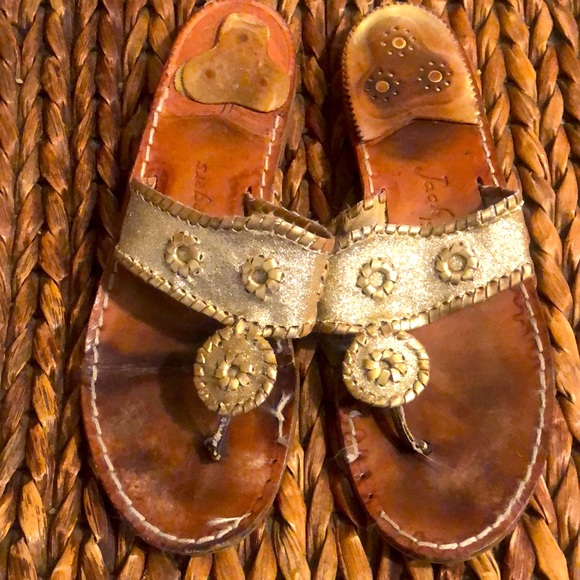 Jack Rogers Gold Glitter Sparkle Classic Sandals - Picture 2 of 7